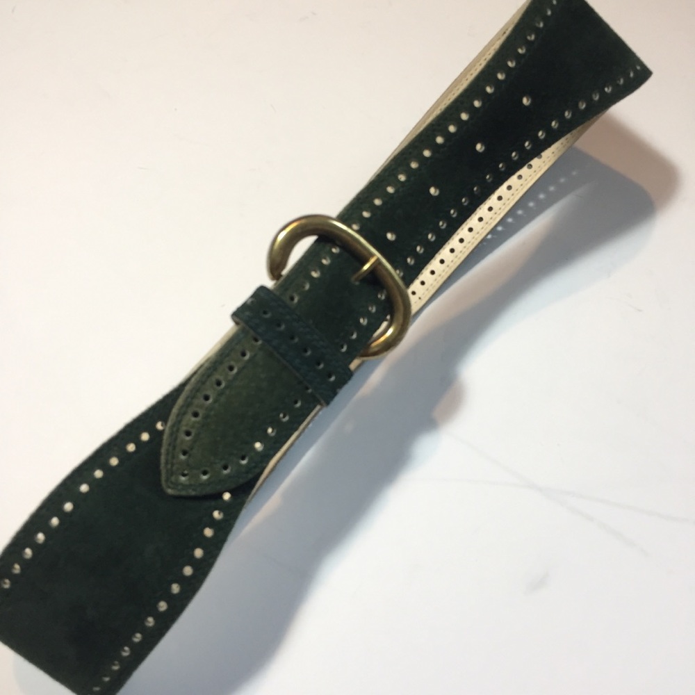 Axcess Green genuine suede leather wide belt S Made in Italy